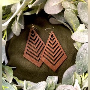 Laser-cut, dark wood earrings
